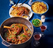 Slow-braised lamb shanks with dried limes & barberries
