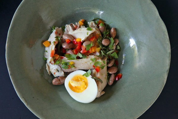Slow-cooked albacore and fresh shell bean salad