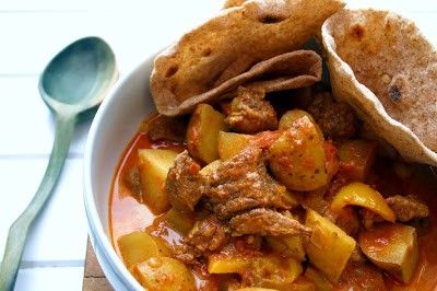 Slow cooked beef and potato curry with chapati