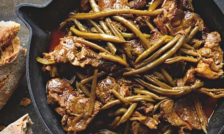 Slow-cooked beef shin with French beans