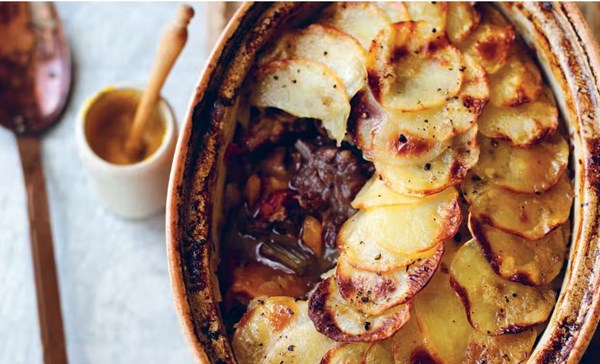 Slow-cooked beef stew with wine