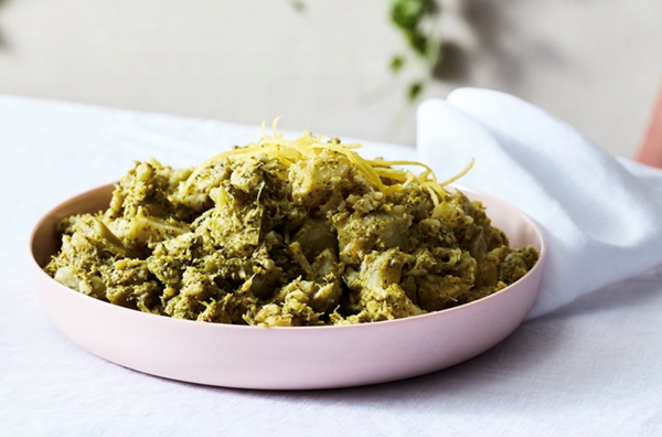 Slow-cooked broccoli stalks