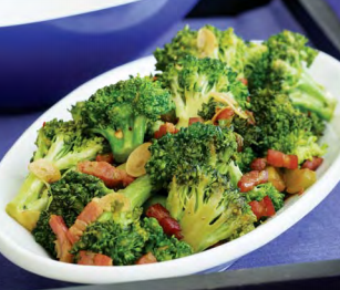 Slow-cooked broccoli with garlic and pancetta