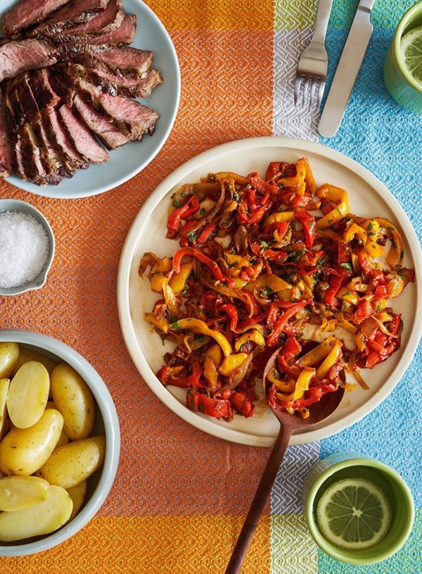 Slow-cooked capsicum and 'nduja with marinated steak