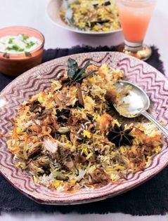 Slow-cooked chicken with basmati rice