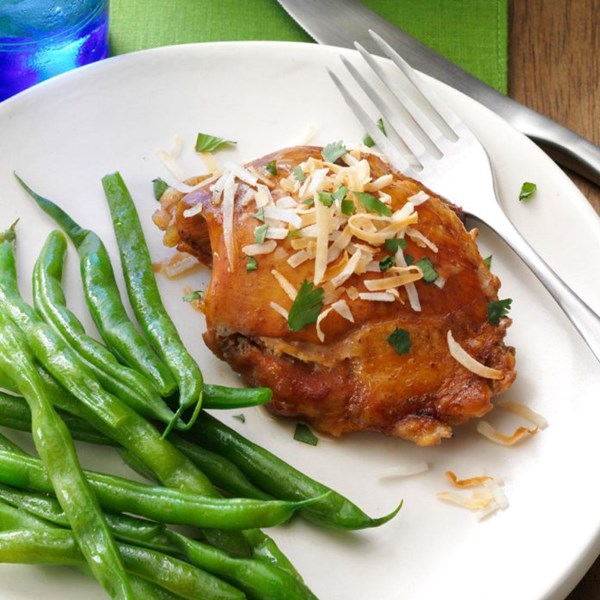 Slow-cooked coconut chicken