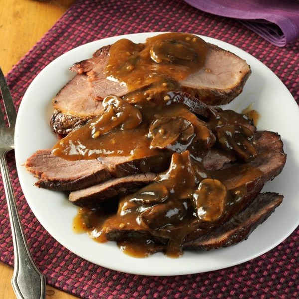 Slow-cooked coffee beef roast