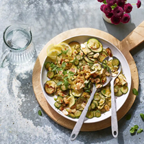 Slow-cooked courgettes with mint, chilli and almonds (Zucchine con menta e mandorle)