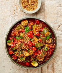 Slow-cooked courgettes with pangrattato