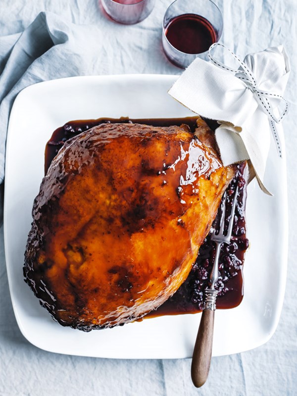 Slow-cooked cranberry and Port ham