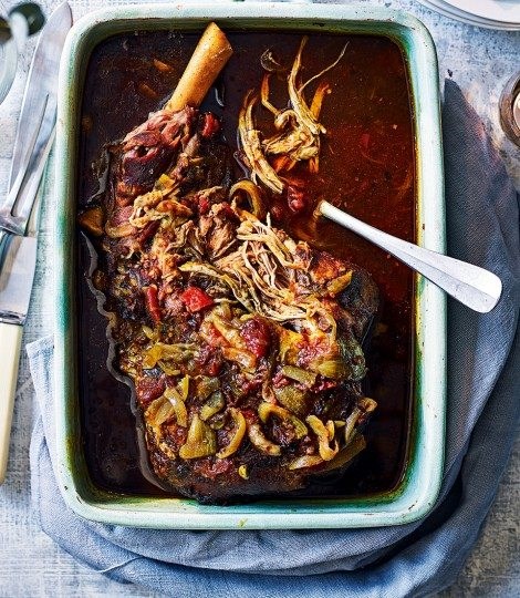 Slow-cooked curried leg of lamb