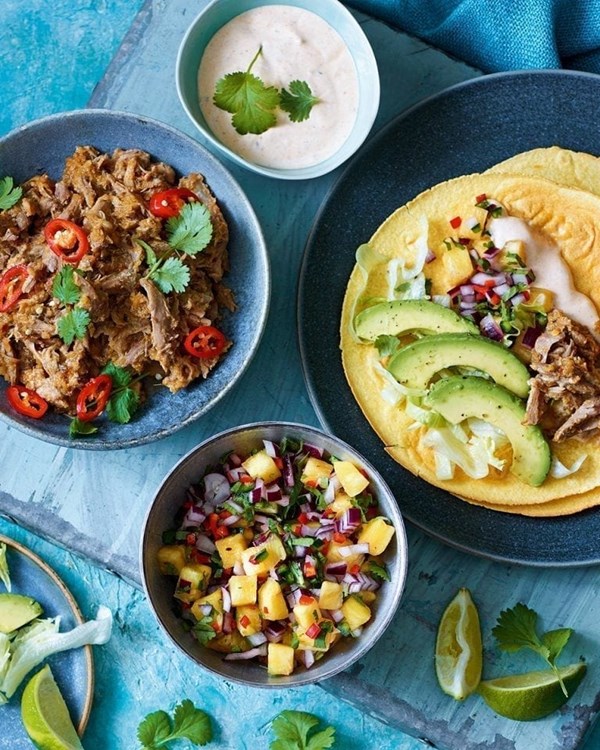 Slow cooked duck tacos with pineapple salsa
