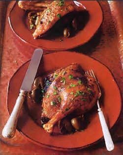 Slow-cooked duck with olives
