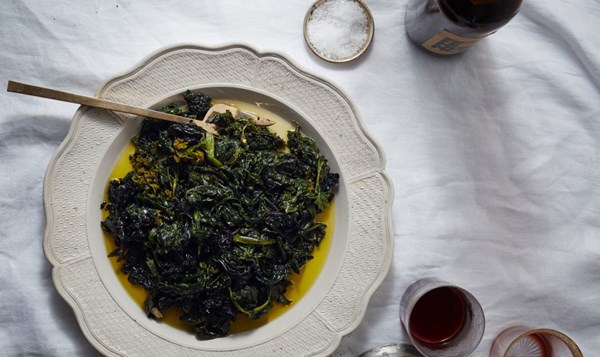 Slow-cooked garlicky greens