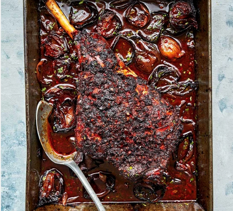 Slow-cooked harissa lamb