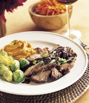 Slow-cooked hoisin pork roast with green onions