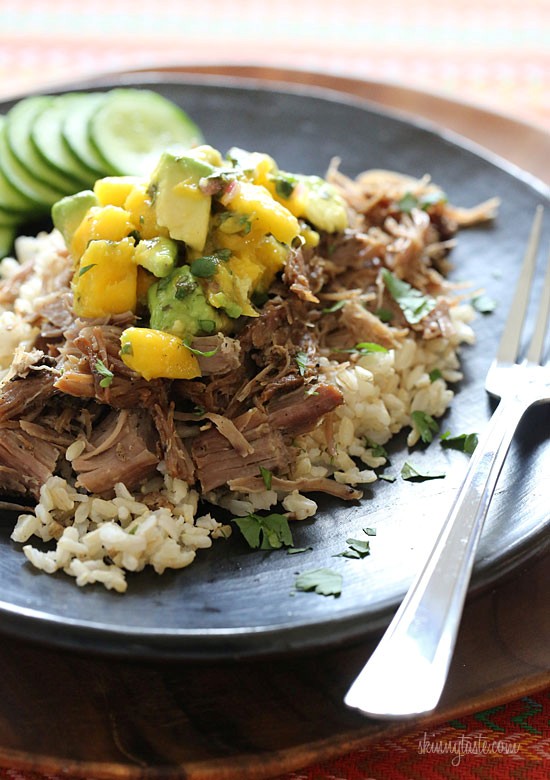 Slow cooked jerk pork with Caribbean salsa