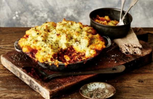Slow-cooked lamb and feta pie with garlic and herb mash