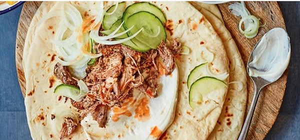 Slow-cooked lamb gyros