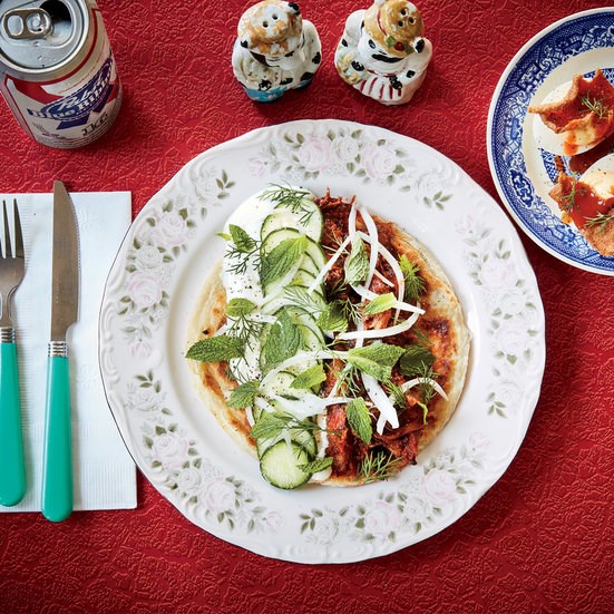 Slow-cooked lamb neck roti