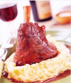 Slow-cooked lamb shanks
