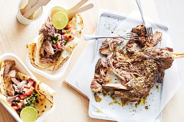 Slow-cooked lamb shoulder in chermoula yoghurt