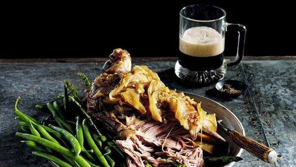 Slow-cooked lamb shoulder with stout