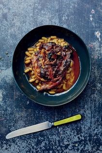Slow-cooked lamb shoulder with orange, yogurt & herbs