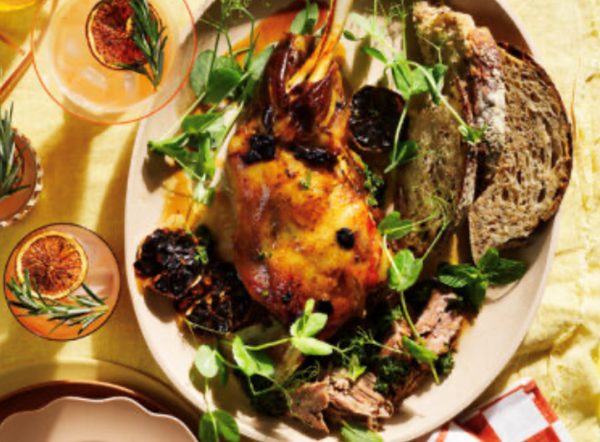 Slow-cooked lamb shoulder with black garlic and mint persillade