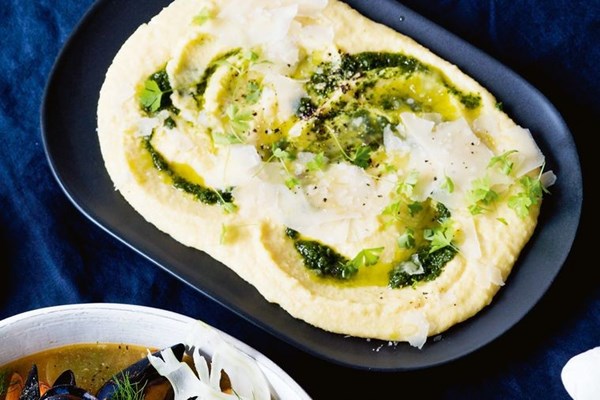 Slow-cooked mascarpone polenta