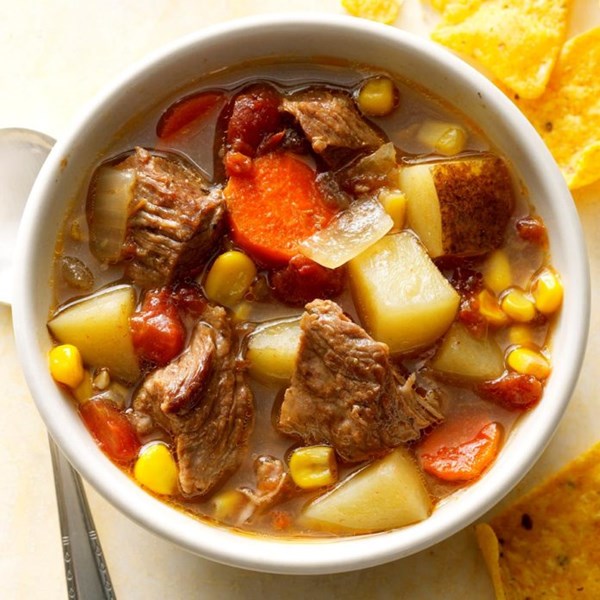 Slow-cooked Mexican beef soup