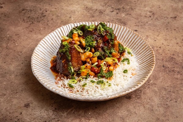 Slow-cooked oxtail chilli with white beans and preserved lemon