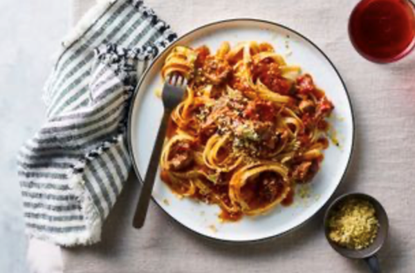 Slow-cooked oxtail tagliatelle with pangrattato