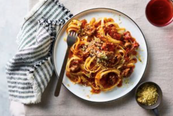 Slow-cooked oxtail tagliatelle with pangrattato