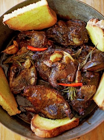 Slow-cooked pigeon