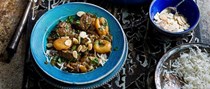 Slow-cooked pork, apricot and tamarind stew