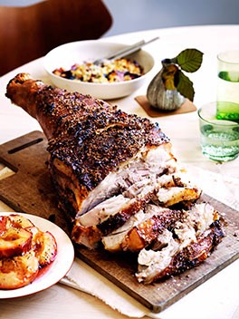 Slow-cooked pork shoulder with plums