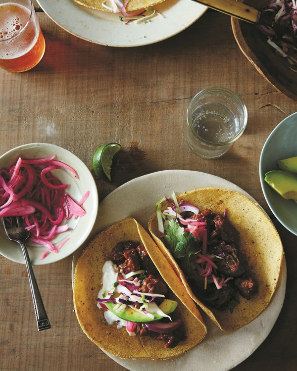 Slow-cooked pork tacos