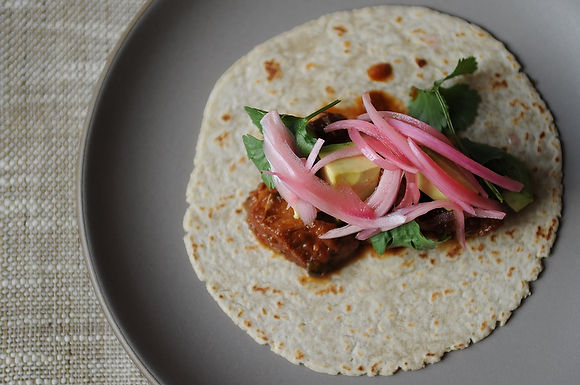 Slow-cooked pork tacos