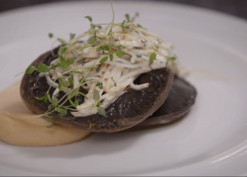Slow-cooked Portobello mushrooms, caramelised celeriac, remoulade and thyme