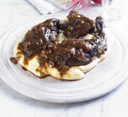Slow-cooked rabbit with polenta
