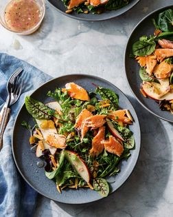 Slow-cooked salmon with red wine sauce and butter-braised chard
