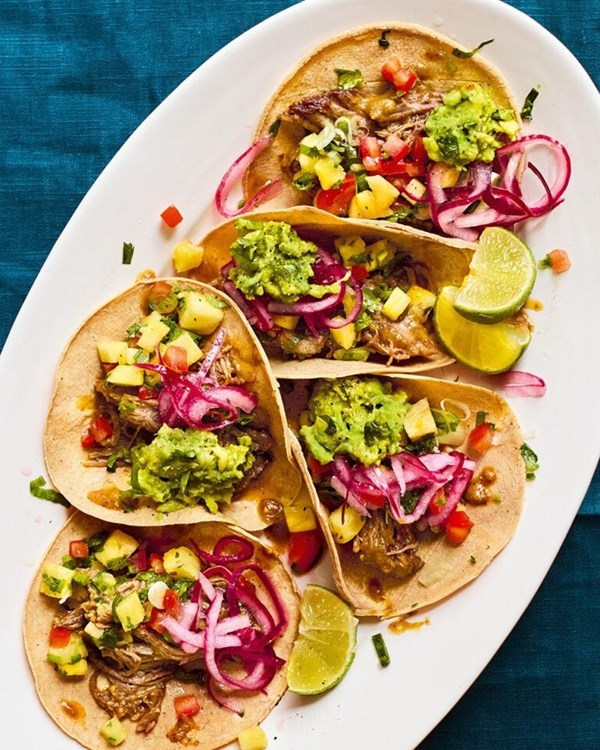 Slow-cooked short rib and pineapple tacos