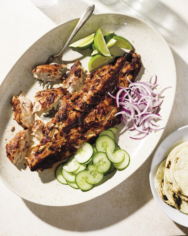 Slow-cooked snapper with chili and lime