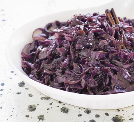 Slow-cooked, spiced red cabbage