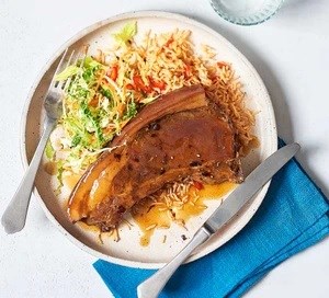 Slow-cooked sticky pork chops