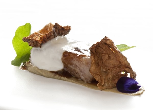 Slow-cooked veal belly with Jerusalem artichoke