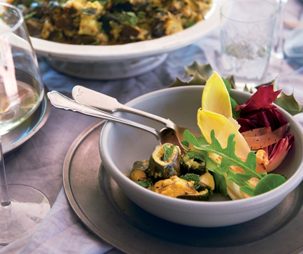 Slow-cooked zucchini