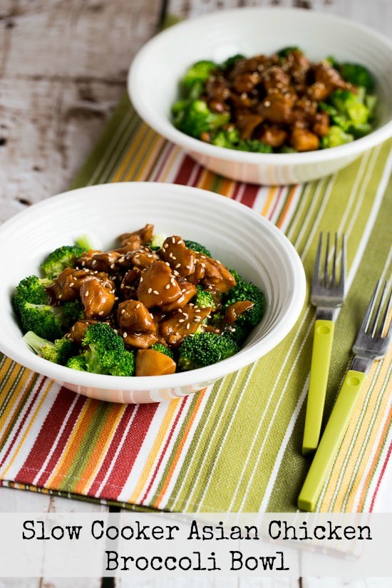 Slow cooker Asian chicken broccoli bowls