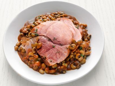 Slow-cooker barbecue ham and black-eyed peas
